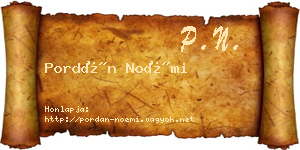 Pordán Noémi névjegykártya